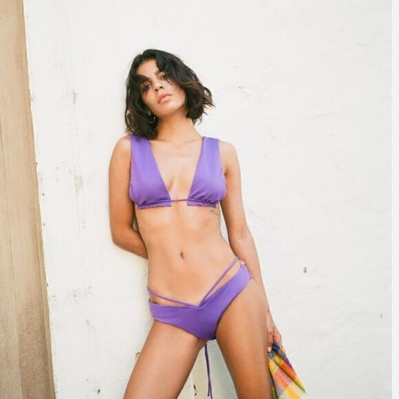 NWT Zara Purple Side Tie Bikini Top Size M - Picture 1 of 11